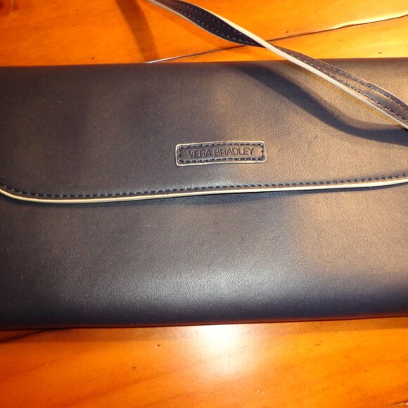 NWOT VERA BRADLEY SATCHEL Navy/White Snap Closure Zip Pouch - Picture 1 of 11